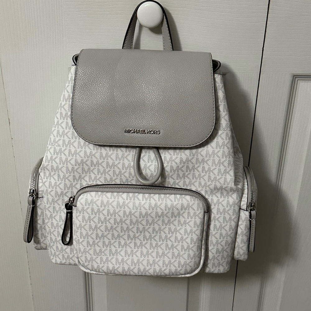 CLOSET CLOSING - OFFERS WELCOME! Michael Kors Light Gray and White Backpack